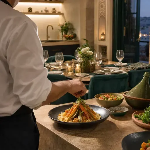 Private chef plating a dish